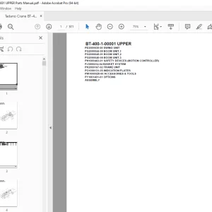 Tadano Crane BT-400-1-00001 UPPER Parts Manual - PDF DOWNLOAD