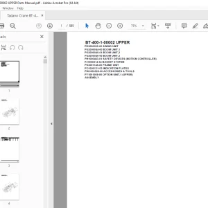 Tadano Crane BT-400-1-00002 UPPER Parts Manual - PDF DOWNLOAD