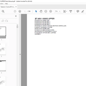 Tadano Crane BT-400-1-00003 UPPER Parts Manual - PDF DOWNLOAD