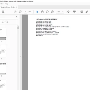 Tadano Crane BT-400-1-00006 UPPER Parts Manual - PDF DOWNLOAD