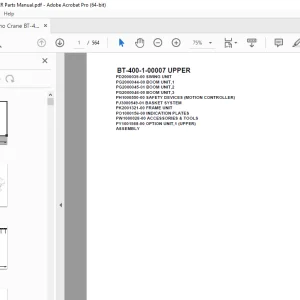 Tadano Crane BT-400-1-00007 UPPER Parts Manual - PDF DOWNLOAD