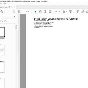Tadano Crane BT-400-1-20200 LOWER,MITSUBISHI KL-FV50MTZ2 Parts Manual PDF