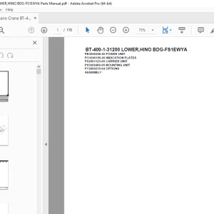 Tadano Crane BT-400-1-31200 LOWER,HINO BDG-FS1EWYA Parts Manual PDF