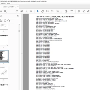 Tadano Crane BT-400-1-31600 LOWER,HINO BDG-FS1EWYA Parts Manual PDF