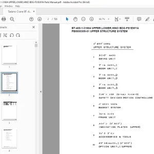Tadano Crane BT-400-1-31604 UPPER,LOWER,HINO BDG-FS1EWYA Parts Manual PDF