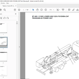 Tadano Crane BT-400-1-31900 LOWER,HINO QDG-FS1EWBA-ZAF Parts Manual PDF