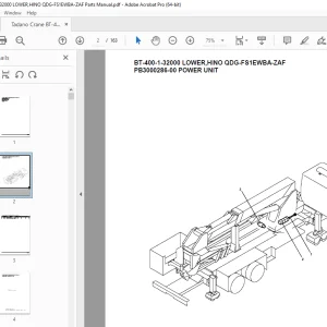 Tadano Crane BT-400-1-32000 LOWER,HINO QDG-FS1EWBA-ZAF Parts Manual PDF