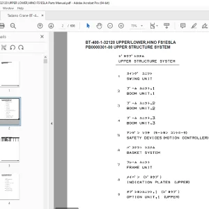 Tadano Crane BT-400-1-32120 UPPER/LOWER,HINO FS1ESLA Parts Manual PDF