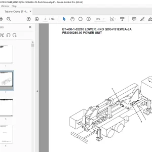 Tadano Crane BT-400-1-32200 LOWER,HINO QDG-FS1EWEA-ZA Parts Manual PDF