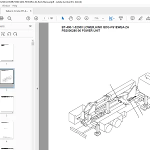 Tadano Crane BT-400-1-32300 LOWER,HINO QDG-FS1EWEA-ZA Parts Manual PDF