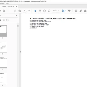 Tadano Crane BT-400-1-32400 LOWER,HINO QDG-FS1EWEA-ZA Parts Manual PDF