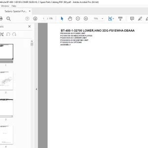 Tadano Crane BT-400-1-32700 LOWER,HINO 2DG-FS1EWHA-DBAAA Parts Manual PDF