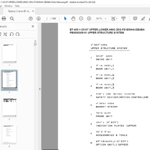 Tadano Crane BT-400-1-33107 UPPER,LOWER,HINO 2DG-FS1EWHA-DBABA Parts Manual PDF