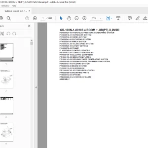 Tadano Crane GR-100N-1-00105 4 BOOM + JIB(PT),X,2M2D Parts Manual PDF