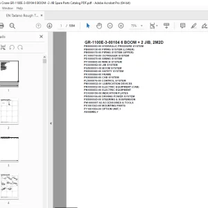 Tadano Crane GR-1100E-3-00104 6 BOOM + 2 JIB, 2M2D Parts Manual PDF