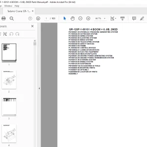 Tadano Crane GR-120F-1-00101 4 BOOM + 6 JIB, 2M2D Parts Manual PDF