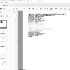 Tadano Crane GR-120N-1-00103 12T,H,WINCH(WO FREE-FALL),JIB(STD) Parts Manual PDF