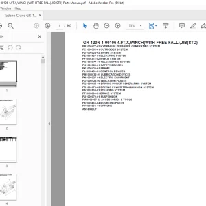 Tadano Crane GR-120N-1-00106 4.9T,X,WINCH(WITH FREE-FALL),JIB(STD) Parts Manual PDF