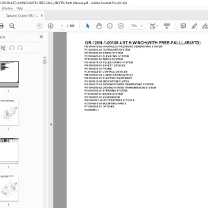 Tadano Crane GR-120N-1-00108 4.9T,H,WINCH(WITH FREE-FALL),JIB(STD) Parts Manual PDF