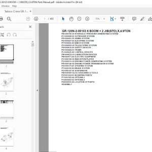 Tadano Crane GR-120N-2-00103 6 BOOM + 2 JIB(STD),X,4.9TON Parts Manual PDF
