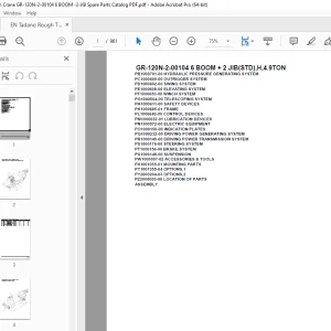 Tadano Crane GR-120N-2-00104 6 BOOM + 2 JIB(STD),H,4.9TON Parts Manual PDF