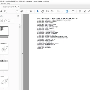 Tadano Crane GR-120N-2-00122 6 BOOM + 2 JIB(STD),H,12TON Parts Manual PDF
