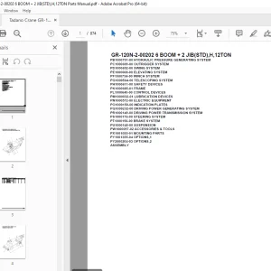 Tadano Crane GR-120N-2-00202 6 BOOM + 2 JIB(STD),H,12TON Parts Manual PDF