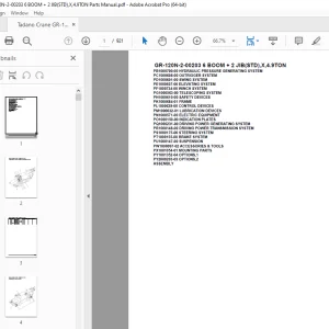Tadano Crane GR-120N-2-00203 6 BOOM + 2 JIB(STD),X,4.9TON Parts Manual PDF