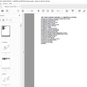 Tadano Crane GR-120N-2-00204 6 BOOM + 2 JIB(STD),H,4.9TON Parts Manual PDF