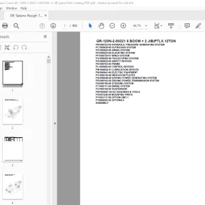 Tadano Crane GR-120N-2-00221 6 BOOM + 2 JIB(PT),X,12TON Parts Manual - PDF DOWNLOAD