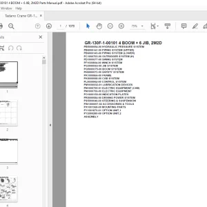 Tadano Crane GR-130F-1-00101 4 BOOM + 6 JIB, 2M2D Parts Manual PDF