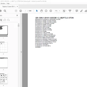 Tadano Crane GR-130N-1-00101 6 BOOM + 2 JIB(P T),X,13TON Parts Manual PDF