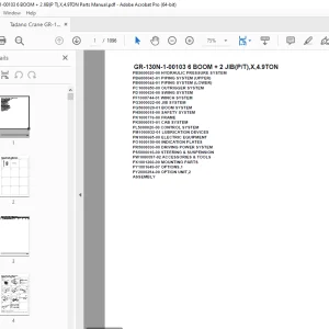Tadano Crane GR-130N-1-00103 6 BOOM + 2 JIB(P T),X,4.9TON Parts Manual PDF