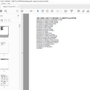 Tadano Crane GR-130N-1-00111 6 BOOM + 2 JIB(P/T),X,4.9TON Parts Manual PDF