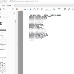 Tadano Crane GR-1450E-3-00101 6 BOOM + 2 JIB(FIX), 2M2D Parts Manual PDF