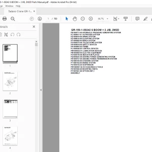 Tadano Crane GR-150-1-00242 6 BOOM + 2 JIB, 2M2D Parts Manual PDF