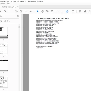 Tadano Crane GR-150-2-00101 6 BOOM + 2 JIB, 2M2D Parts Manual PDF