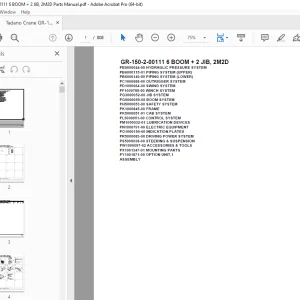 Tadano Crane GR-150-2-00111 6 BOOM + 2 JIB, 2M2D Parts Manual PDF