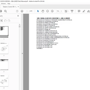 Tadano Crane GR-160N-2-00103 6 BOOM + JIB,H,2M2D Parts Manual PDF