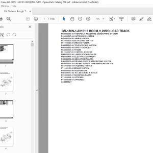 Tadano Crane GR-160N-3-00202 6 BOOM + JIB,H,2M2D Parts Manual - PDF DOWNLOAD