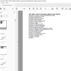 Tadano Crane GR-180N-1-00101 6 BOOM,H,2M2D,LOAD TRACK Parts Manual PDF