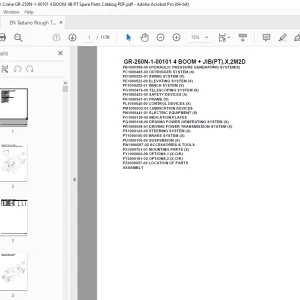Tadano Crane GR-250N-1-00101 4 BOOM + JIB(PT),X,2M2D Parts Manual PDF