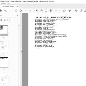 Tadano Crane GR-250N-1-00102 4 BOOM + JIB(PT),H,2M2D Parts Manual PDF