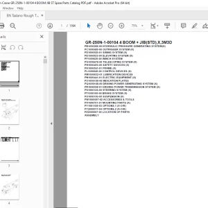 Tadano Crane GR-250N-1-00104 4 BOOM + JIB(STD),X,3M3D Parts Manual PDF