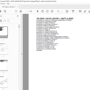 Tadano Crane GR-250N-1-00105 4 BOOM + JIB(PT),X,2M2D Parts Manual PDF