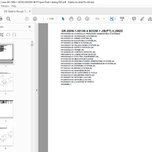 Tadano Crane GR-250N-1-00106 4 BOOM + JIB(PT),H,2M2D Parts Manual PDF