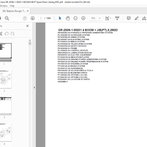 Tadano Crane GR-250N-1-00201 4 BOOM + JIB(PT),X,2M2D Parts Manual PDF