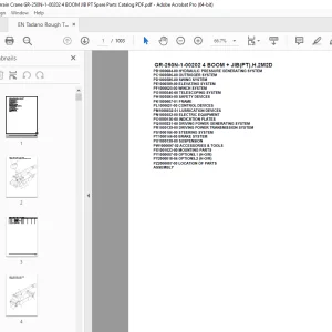 Tadano Crane GR-250N-1-00202 4 BOOM + JIB(PT),H,2M2D Parts Manual PDF