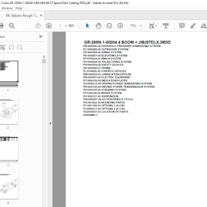 Tadano Crane GR-250N-1-00204 4 BOOM + JIB(STD),X,3M3D Parts Manual - PDF DOWNLOAD