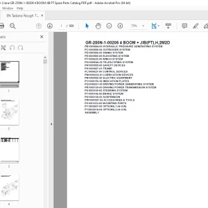 Tadano Crane GR-250N-1-00206 4 BOOM + JIB(PT),H,2M2D Parts Manual PDF